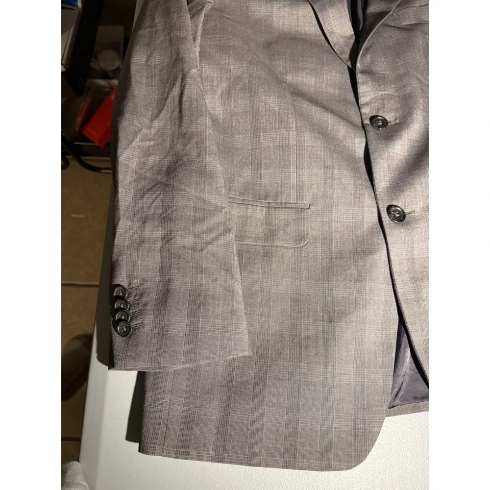 Banana Republic Mens 42R Tailored Fit Grey Plaid Blazer Jacket 415439-00